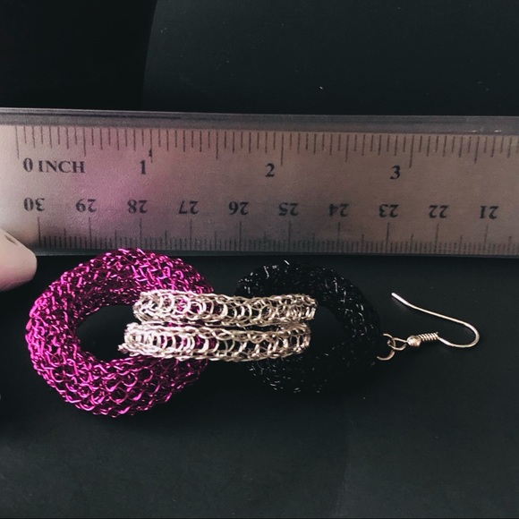 3.5” Handmade Infinity Wire Crocheted Earrings - Picture 8 of 8